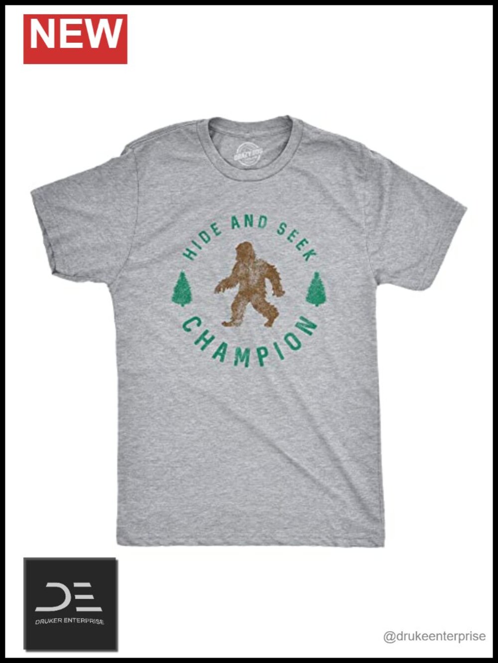Funny Bigfoot Hide And Seek Graphic Tee Men's Novelty T-Shirt